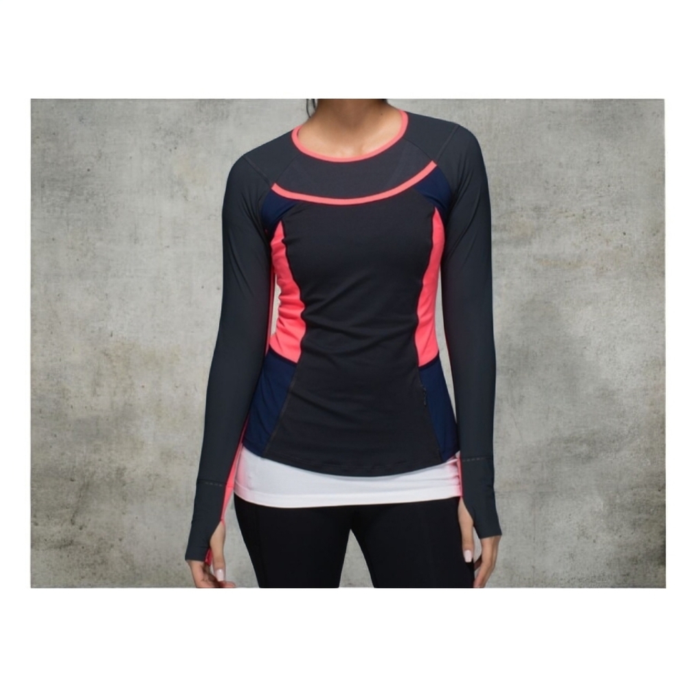 Lululemon Trail Bound Long Sleeve – Deep Coral/Navy/Black